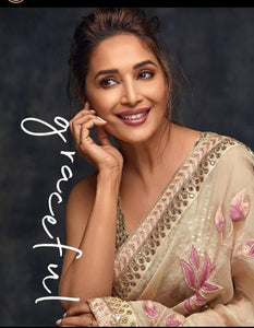 PURE ORGANZA SILK SAREE INSPIRED BY BOLLYWOOD QUEEN MADHURI DIXIT-MOEBR001