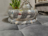 SILVER LOTUS , ANTIQUE FINISH HAND CRAFTED  GERMAN SILVER URLI SET -SNSLUS001