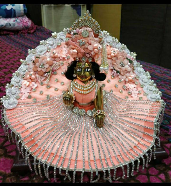 PEACH SURPRISE,PEACH COLOR DRESS WITH PAGDI FOR LADDU GOPAL-POSHP001