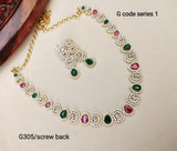 PRYAGA , GOLDEN  STONES NECKLACE SET FOR WOMEN -LRNSW001PG