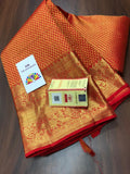 RED BRIDAL SILK SAREE  1 GRAM GOLDEN ZARI WEAVES-PDSRSS001