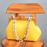 YELLOW SHADE PREMIUM SERIES WOODEN FRAME STYLISH SLING BAG FOR WOMEN -MOESS001Y