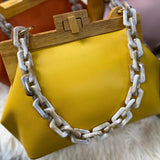 YELLOW SHADE PREMIUM SERIES WOODEN FRAME STYLISH SLING BAG FOR WOMEN -MOESS001Y