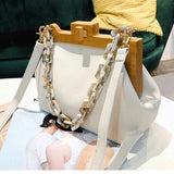WHITE SHADE PREMIUM SERIES WOODEN FRAME STYLISH SLING BAG FOR WOMEN -MOESS001W