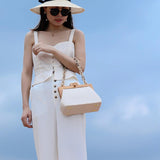 WHITE SHADE PREMIUM SERIES WOODEN FRAME STYLISH SLING BAG FOR WOMEN -MOESS001W