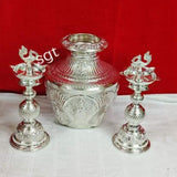 ANTIQUE FINISH GERMAN SILVER  KALASHA  PUJA SET -SNSP001