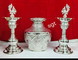 ANTIQUE FINISH GERMAN SILVER  KALASHA  PUJA SET -SNSP001