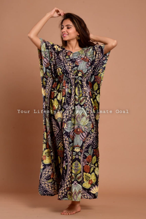V5 COUTURE NEW SUMMER LAUNCH PRINTED COTTON  KAFTAN FOR WOMEN -KFVG5001K