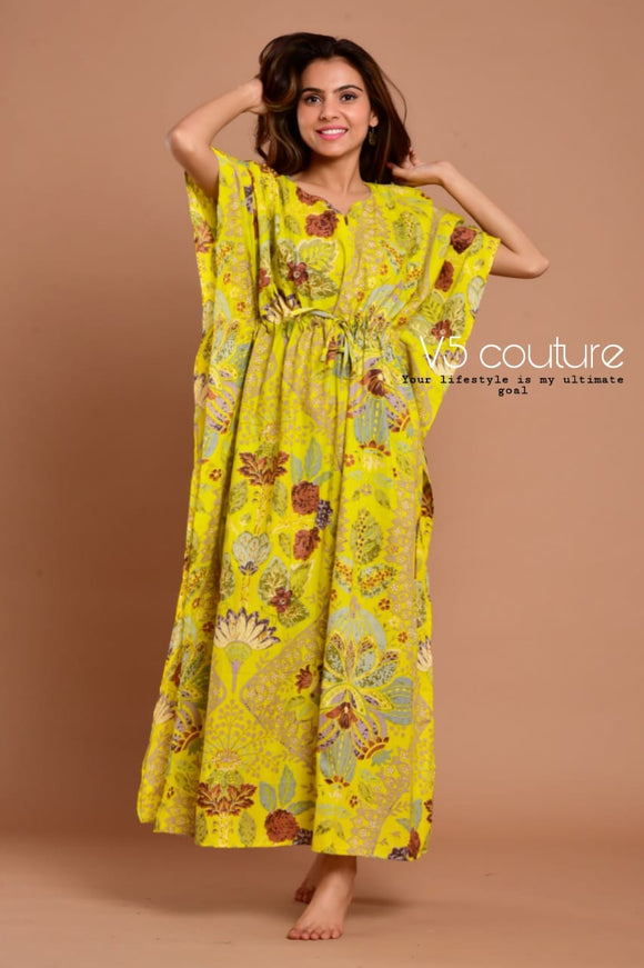 V5 COUTURE NEW SUMMER LAUNCH PRINTED COTTON KAFTAN FOR WOMEN -KFVG5001LY
