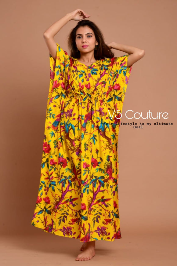 V5 COUTURE NEW SUMMER LAUNCH PRINTED COTTON KAFTAN FOR WOMEN -KFVG5001KMY