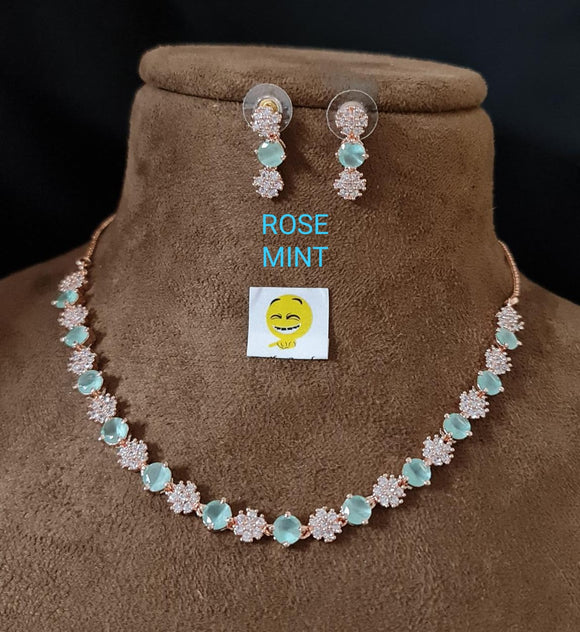 KIARA ,ELEGANT  ROSE GOLD FINISH NECKLACE SET FOR WOMEN -MOESNS001RS