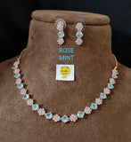 KIARA ,ELEGANT  ROSE GOLD FINISH NECKLACE SET FOR WOMEN -MOESNS001RS