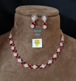 KIARA ,ELEGANT  ROSE GOLD FINISH NECKLACE SET FOR WOMEN -MOESNS001RS