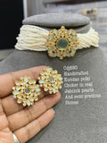 KALAVATHI, HAND CRAFTED KUNDAN POLKI CHOKER  SET WITH SEMI PRECIOUS STONES-MOECS001