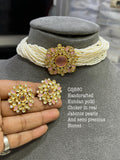 KALAVATHI, HAND CRAFTED KUNDAN POLKI CHOKER  SET WITH SEMI PRECIOUS STONES-MOECS001