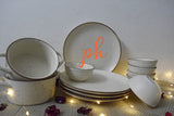 Elegant Stoneware Matte Finish Dinner Set (14 Pcs)-SKDDS001W