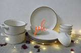 Elegant Stoneware Matte Finish Dinner Set (14 Pcs)-SKDDS001W