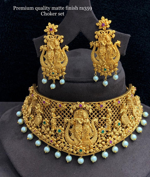 RASLEELA, PREMIUM QUALITY MATTE FINISH CHOKER  NECKLACE SET FOR WOMEN -ARTNSD001R