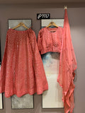 Pink Silk crop top with silk skirt with beautiful heavy embroidery work and  foil work Lehanga-RGLY001P