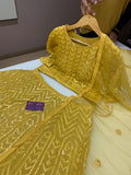 Yellow Silk crop top with silk skirt with beautiful heavy embroidery work and  foil work Lehanga-RGLY001