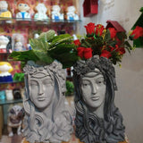 Set of 2,Lady Roman Face Planters for Garden Decor-PPAD001