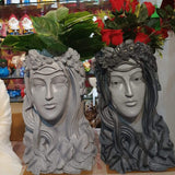 Set of 2,Lady Roman Face Planters for Garden Decor-PPAD001