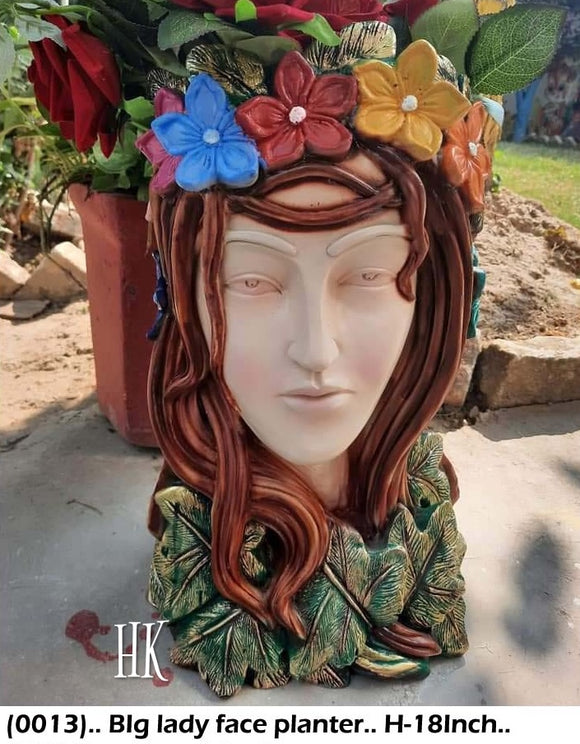 Colored Elegant Roman Lady With Flower Veil  Face Planters for Garden Decor-PPAD001SC