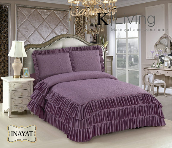 INAYAT, PREMIUM RANGE OF BEAUTIFUL QUILTED KING SIZE BED COVERS WITH FRILLS  ON ALL SIDES-PPAD8001PP