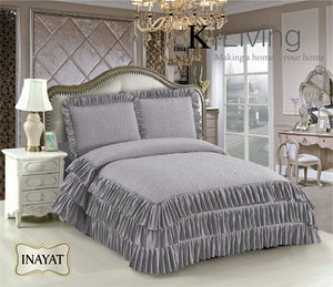 INAYAT, PREMIUM RANGE OF BEAUTIFUL QUILTED KING SIZE BED COVERS WITH FRILLS  ON ALL SIDES-PPAD8001G