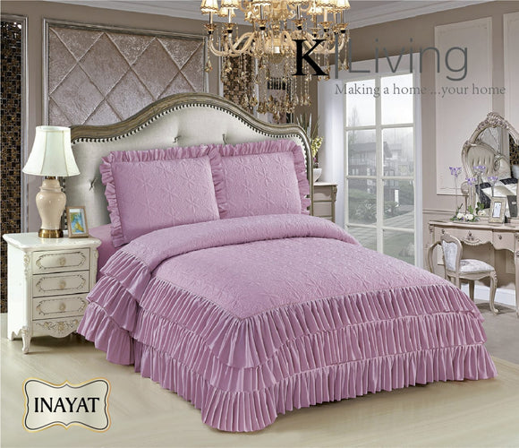 INAYAT, PREMIUM RANGE OF BEAUTIFUL QUILTED KING SIZE BED COVERS WITH FRILLS  ON ALL SIDES-PPAD8001OP