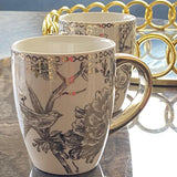 DAISY BIRD, SET OF 6  DESIGNER GOLD ELECTROPLATING COFFEE MUGS-SKDEP001