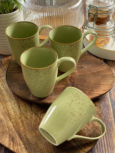PISTA GREEN WITH GOLDEN SPARKLES  PATTERN   SET OF 4 , COFFEE MUGS -SKDSPM001PG