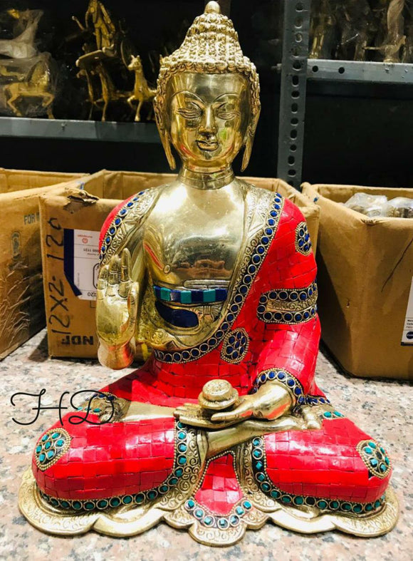 Sitting Budha ~ Pure Brass Idol, Temple Decor, Table Decor-GANUBI001