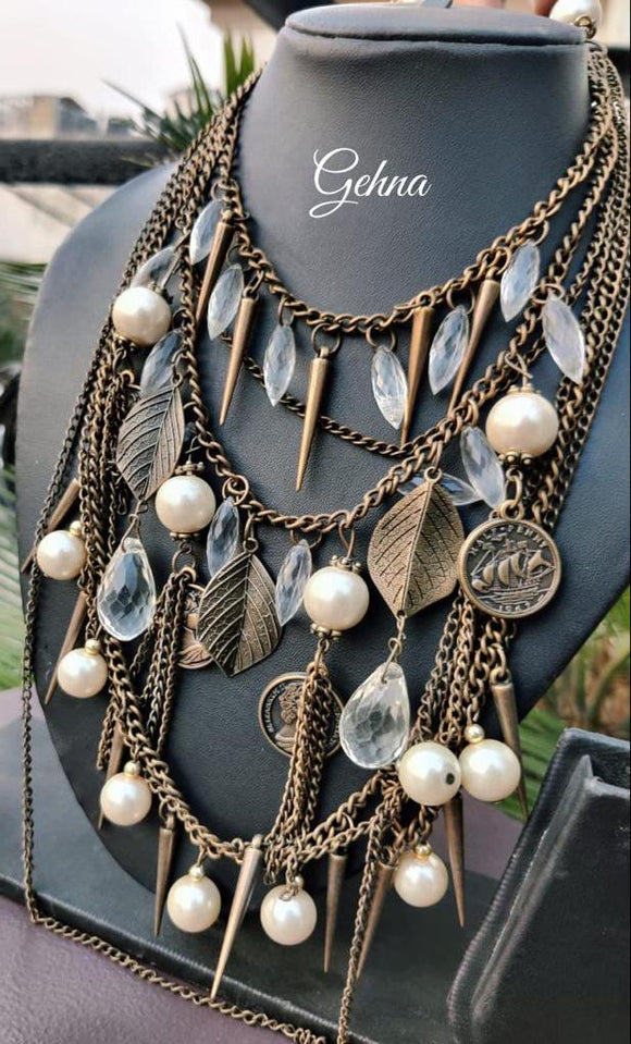 GYPSY GIRL, STYLISH BRASS NECKLACE SET FOR WOMEN -SKDGG001