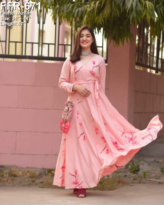 Feel the Fabrics by FFR PINK LONG KURTI-FOWPK001 – www.soosi.co.in