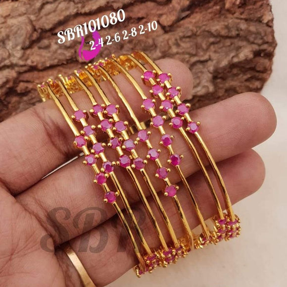 PINK DAMINI, SET OF 8 GOLD PLATED BANGLES WITH PINK  STONES-SAYDS16001P
