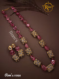 RAMS, COLORED STONE NECKLACE SET WITH MATCHING EARRINGS FOR WOMEN -CRAZNS001