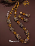 RAMS, COLORED STONE NECKLACE SET WITH MATCHING EARRINGS FOR WOMEN -CRAZNS001