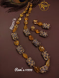 RAMS, COLORED STONE NECKLACE SET WITH MATCHING EARRINGS FOR WOMEN -CRAZNS001