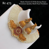 PEARL MOHINI, MATTE FINISH CZ WITH KEMP STONES PREMIUM QUALITY CZ BEADS NECKLACE FOR WOMEN-SAYDKNS001P