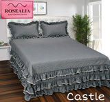 CASTLE, PREMIUM BED COVERBC001 WITH THREE LAYERED SKIRT FRILLS AND PILLOW COVERS-GIRIBC001