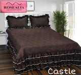 CASTLE, PREMIUM BED COVERBC001 WITH THREE LAYERED SKIRT FRILLS AND PILLOW COVERS-GIRIBC001