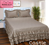 CASTLE, PREMIUM BED COVERBC001 WITH THREE LAYERED SKIRT FRILLS AND PILLOW COVERS-GIRIBC001