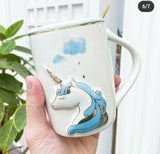 UNICORN MUGS WITH LID AND GOLDEN SPOON-GANNUUM001