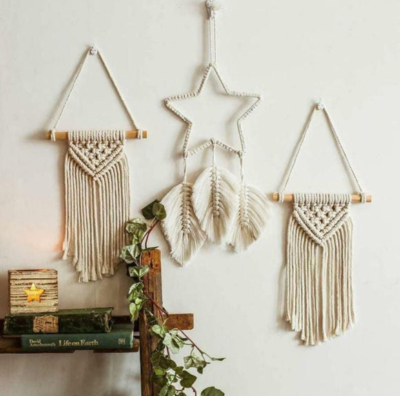 Give your hall or dinning an elegant look with this Beautyful set of 3 Macrame wall hanging -TREN0001