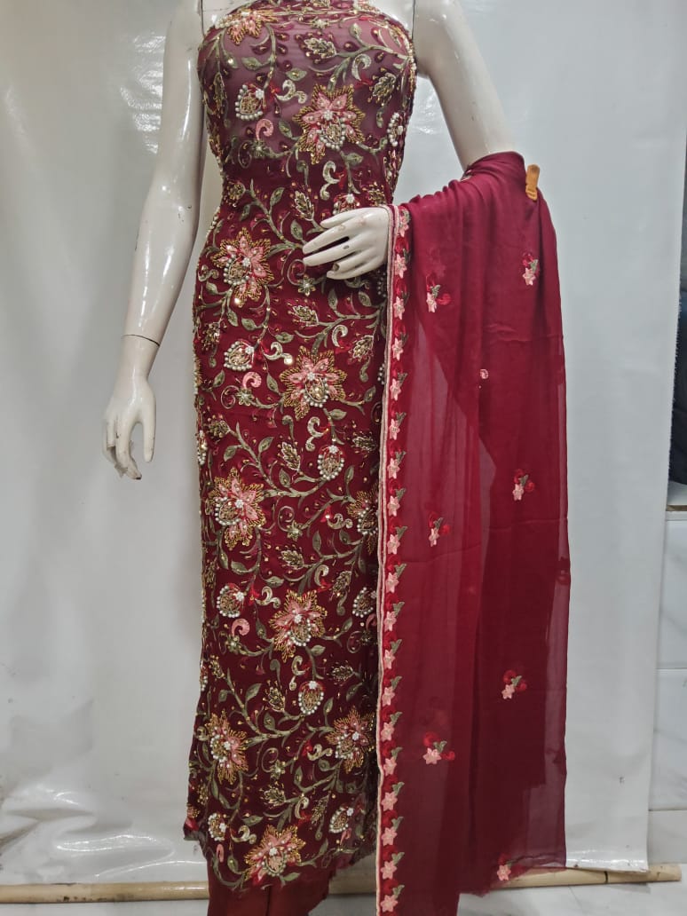 stylishfashion Indian Pakistani Salwar Kameez Heavy Dress Material With  Dupatta Stone Work Long Sleeves (Choice 5, Unstitch) at Amazon Men's  Clothing store