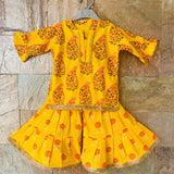 YELLOW CUTE COTTON KURTI SHARARA FOR GIRLS-PANKKS001Y