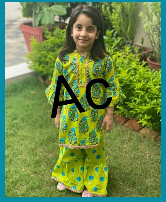 CUTE COTTON KURTI SHARARA FOR GIRLS-PANKKS001