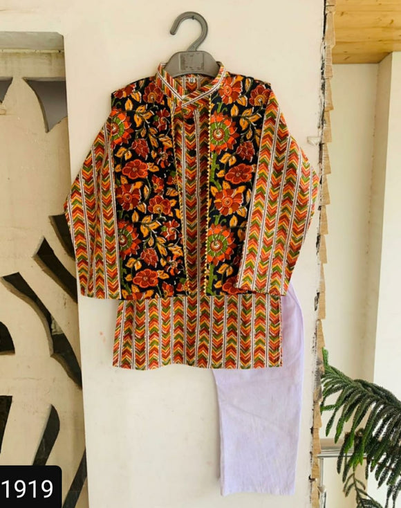 Kurta pajama and jacket set for Boys-ARIKP001B