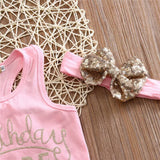 Pink Cute Birthday babe set for baby girls including headband -PANKBGS001